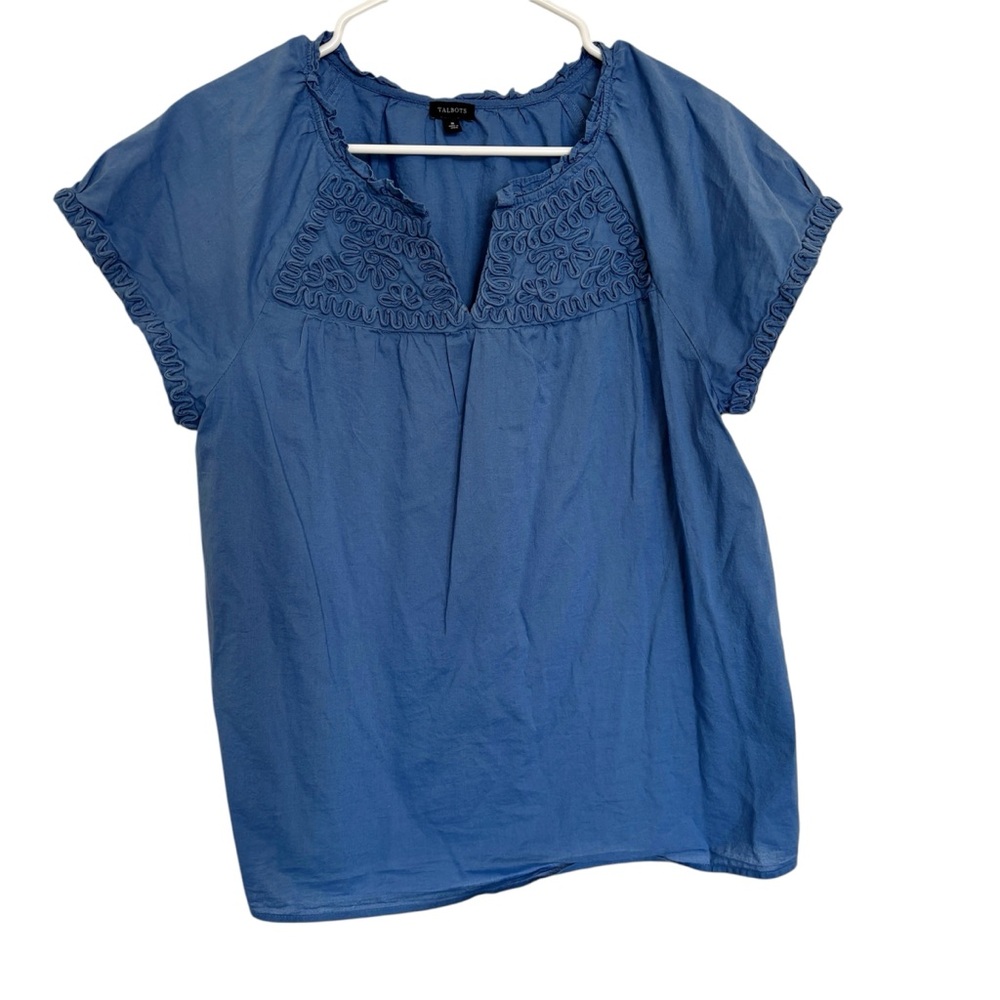 Talbots Women's Blouse, Size M, Blue, Cotton, summer, coastal